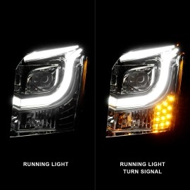 Anzo 111536 - C-Bar Style Projector Headlights (Chrome Housing, Clear Lens)