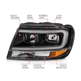 Anzo 111537 - Plank Style Crystal Headlights (Black Housing, Clear Lens)
