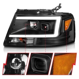 Anzo 111541 - C-Bar Style Projector Headlights (Black Housing, Clear Lens)
