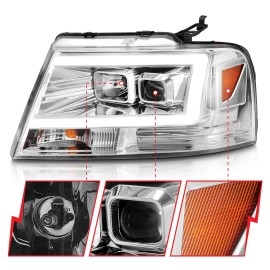 Anzo 111542 - C-Bar Style Projector Headlights (Chrome Housing, Clear Lens)