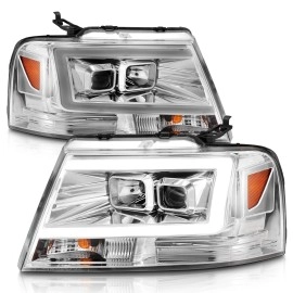 Anzo 111542 - C-Bar Style Projector Headlights (Chrome Housing, Clear Lens)