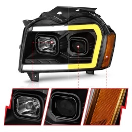 Anzo 111543 - Plank Style Projector Headlights w/ Switchback Lights (Black Housing, Clear Lens)