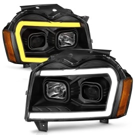 Anzo 111543 - Plank Style Projector Headlights w/ Switchback Lights (Black Housing, Clear Lens)