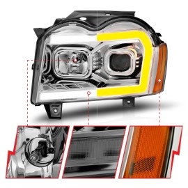 Anzo 111544 - Plank Style Projector Headlights w/ Switchback Lights (Chrome Housing, Clear Lens)