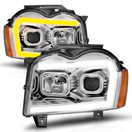 Anzo 111544 - Plank Style Projector Headlights w/ Switchback Lights (Chrome Housing, Clear Lens)