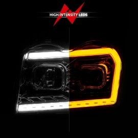 Anzo 111544 - Plank Style Projector Headlights w/ Switchback Lights (Chrome Housing, Clear Lens)