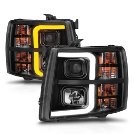 Anzo 111545 - Plank Style Projector Headlights w/ Sequential Signal (Black Housing, Clear Lens)