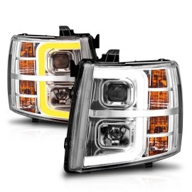 Anzo 111546 - Plank Style Projector Headlights w/ Sequential Signal (Chrome Housing, Clear Lens)