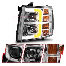 Anzo 111546 - Plank Style Projector Headlights w/ Sequential Signal (Chrome Housing, Clear Lens)