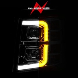 Anzo 111546 - Plank Style Projector Headlights w/ Sequential Signal (Chrome Housing, Clear Lens)