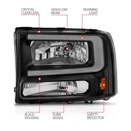 Anzo 111549 - Plank Style Crystal Headlights (Black Housing, Clear Lens)