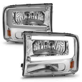 Anzo 111550 - Light Bar Style Crystal Headlights (Chrome Housing, Clear Lens)