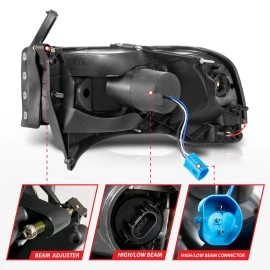 Anzo 111554 - Plank Style Crystal Headlights (Black Housing, Clear Lens)