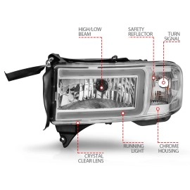 Anzo 111555 - Plank Style Crystal Headlights (Chrome Housing, Clear Lens)