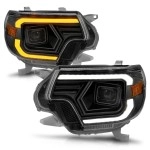Anzo 111556 - Plank Style Projector Headlights w/ Switchback Lights (Black Housing, Clear Lens)