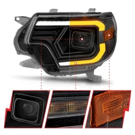 Anzo 111556 - Plank Style Projector Headlights w/ Switchback Lights (Black Housing, Clear Lens)
