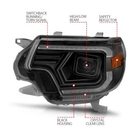 Anzo 111556 - Plank Style Projector Headlights w/ Switchback Lights (Black Housing, Clear Lens)