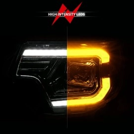 Anzo 111557 - Plank Style Projector Headlights w/ Switchback Lights (Chrome Housing, Clear Lens)