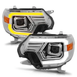 Anzo 111557 - Plank Style Projector Headlights w/ Switchback Lights (Chrome Housing, Clear Lens)
