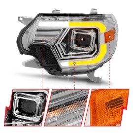 Anzo 111557 - Plank Style Projector Headlights w/ Switchback Lights (Chrome Housing, Clear Lens)