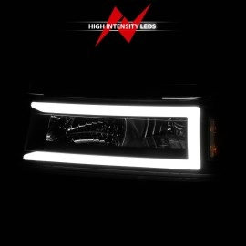 Anzo 111558 - Plank Style Crystal Headlights w/ Parking & Turn Signal Lights (Black Housing, Clear Lens)