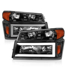 Anzo 111558 - Plank Style Crystal Headlights w/ Parking & Turn Signal Lights (Black Housing, Clear Lens)