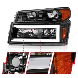 Anzo 111558 - Plank Style Crystal Headlights w/ Parking & Turn Signal Lights (Black Housing, Clear Lens)