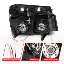 Anzo 111559 - Plank Style Crystal Headlights w/ Parking & Turn Signal Lights (Chrome Housing, Clear Lens)