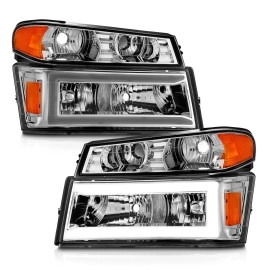 Anzo 111559 - Plank Style Crystal Headlights w/ Parking & Turn Signal Lights (Chrome Housing, Clear Lens)