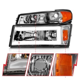 Anzo 111559 - Plank Style Crystal Headlights w/ Parking & Turn Signal Lights (Chrome Housing, Clear Lens)