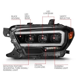 Anzo 111562 - Full LED Projector Headlights w/ Initiation & Sequential Turn Signal (Black Housing, Clear Lens)