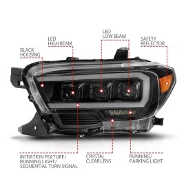 Anzo 111563 - Full LED Projector Headlights w/ Initiation & Sequential Turn Signal (Black Housing, Clear Lens)