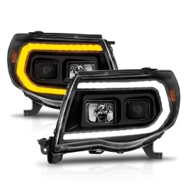 Anzo 111564 - Plank Style Projector Headlights w/ Sequential Signal (Black Housing, Clear Lens)