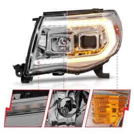Anzo 111565 - Plank Style Projector Headlights w/ Sequential Signal (Chrome Housing, Clear Lens)