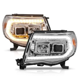 Anzo 111565 - Plank Style Projector Headlights w/ Sequential Signal (Chrome Housing, Clear Lens)