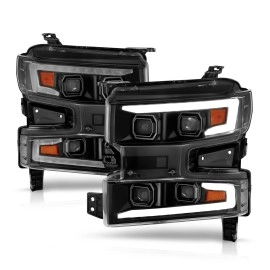 Anzo 111566 - Plank Style Full LED Projector Headlights w/ Sequential Signal (Black Housing, Clear Lens)