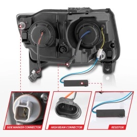 Anzo 111568 - Plank Style Projector Headlights w/ Switchback Lights (Black Housing, Clear Lens)