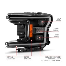 Anzo 111570 - Plank Style Full LED Projector Headlights w/ Sequential Signal (Black Housing, Clear Lens)