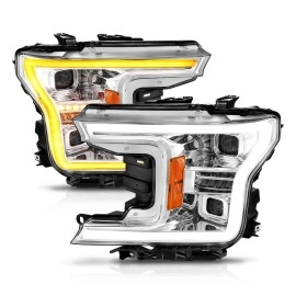 Anzo 111571 - Plank Style Full LED Projector Headlights w/ Sequential Signal (Chrome Housing, Clear Lens)
