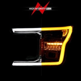 Anzo 111571 - Plank Style Full LED Projector Headlights w/ Sequential Signal (Chrome Housing, Clear Lens)