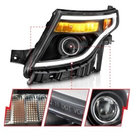 Anzo 111575 - Plank Style Projector Headlights w/ LED Signal (Black Housing, Clear Lens)