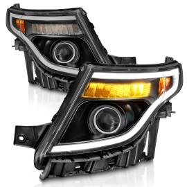 Anzo 111575 - Plank Style Projector Headlights w/ LED Signal (Black Housing, Clear Lens)