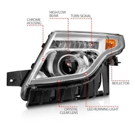 Anzo 111576 - Plank Style Projector Headlights w/ LED Signal (Chrome Housing, Clear Lens)