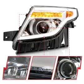 Anzo 111576 - Plank Style Projector Headlights w/ LED Signal (Chrome Housing, Clear Lens)