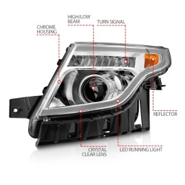 Anzo 111576 - Plank Style Projector Headlights w/ LED Signal (Chrome Housing, Clear Lens)