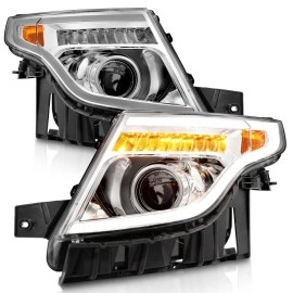 Anzo 111576 - Plank Style Projector Headlights w/ LED Signal (Chrome Housing, Clear Lens)