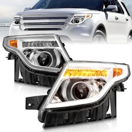 Anzo 111576 - Plank Style Projector Headlights w/ LED Signal (Chrome Housing, Clear Lens)