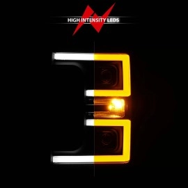 Anzo 111577 - Plank Style Full LED Projector Headlights w/ Sequential Signal (Black Housing, Clear Lens)