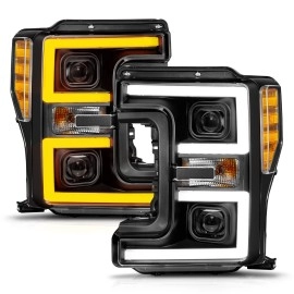 Anzo 111577 - Plank Style Full LED Projector Headlights w/ Sequential Signal (Black Housing, Clear Lens)