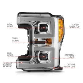 Anzo 111578 - Plank Style Full LED Projector Headlights w/ Sequential Signal (Chrome Housing, Clear Lens)